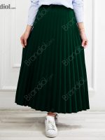 دامن پلیسه دار کوتاه زنانه سبز لجنی