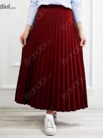 دامن پلیسه دار کوتاه زنانه زرشکی