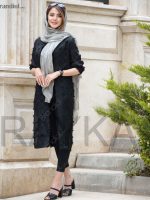 مانتو تابستانی جلو باز ارگانزا مشکی