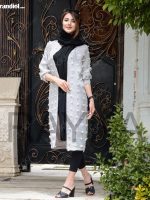 مانتو تابستانی جلو باز ارگانزا طوسی