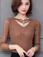 شومیز مجلسی لمه قهوه ای