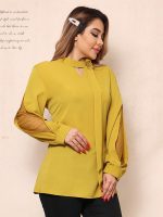 شومیز مجلسی کرپ آستین حریر یقه گل