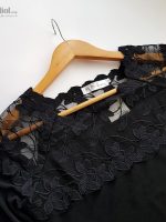 پیراهن مجلسی یقه گیپور مشکی