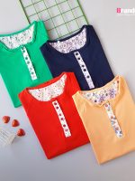 تیشرت نخ پنبه جلو دکمه