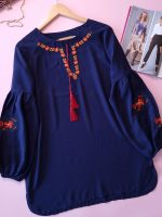 شومیز نخی گلدوزی بنفشه