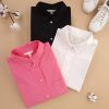 شومیز مانتویی نخ پنبه سفید قواره بزرگ H&M
