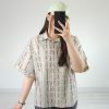 شومیز لینن جلودکمه یاس