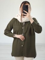 مانتو لینن جلودکمه هاله