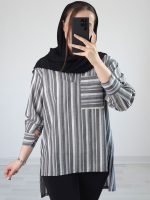 تونیک مانتویی جلوبسته راه راه نگاه