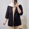 مانتو مشکی لینن جلو باز یقه انگلیسی مهتاب