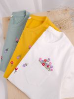 تیشرت نخ پنبه گلدوزی زنانه بنفشه