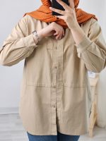شومیز مانتویی لینن جلودکمه سلینا