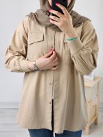 شومیز مانتویی لینن جلودکمه سلوا