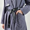 ترنچ کت آستردار یقه چرمی کتان زارا