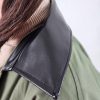 ترنچ کت آستردار یقه چرمی کتان زارا