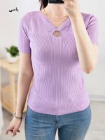 بلوز بافت کریستالی یقه گرهی