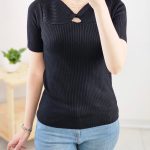 بلوز بافت کریستالی یقه گرهی