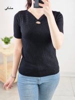 بلوز بافت کریستالی یقه گرهی