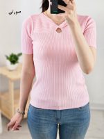 بلوز بافت کریستالی یقه گرهی