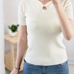 بلوز بافت کریستالی یقه گرهی