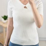 بلوز بافت کریستالی یقه گرهی