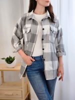 شومیز مانتویی چهارخونه