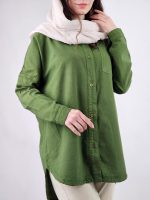 مانتو الیاف طبیعی جلو دکمه
