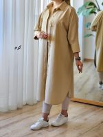 مانتو بلند لینن کتان