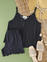 ست راحتی تاپ و شورتک خال خالی