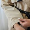 ترنچ کت آستردار یقه چرمی کتان