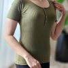 تیشرت آکاردئونی جلو دکمه (ایراددار)