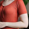 تیشرت آکاردئونی جلو دکمه (ایراددار)