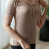 تیشرت آکاردئونی جلو دکمه (ایراددار)