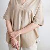 تونیک لینن یقه V سلینا