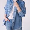 مانتو جین گلدوزی روژین