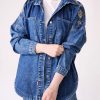 مانتو جین گلدوزی روژین