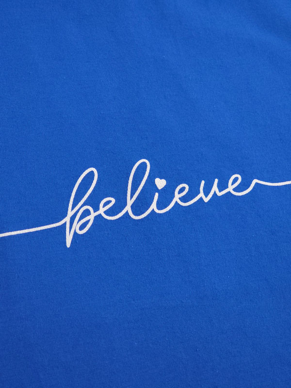 تیشرت باکسی نخ پنبه Believe (ایراددار)