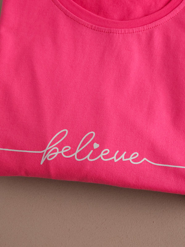 تیشرت باکسی نخ پنبه Believe (ایراددار)