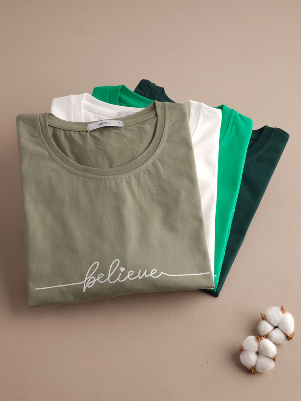 تیشرت باکسی نخ پنبه Believe (ایراددار)