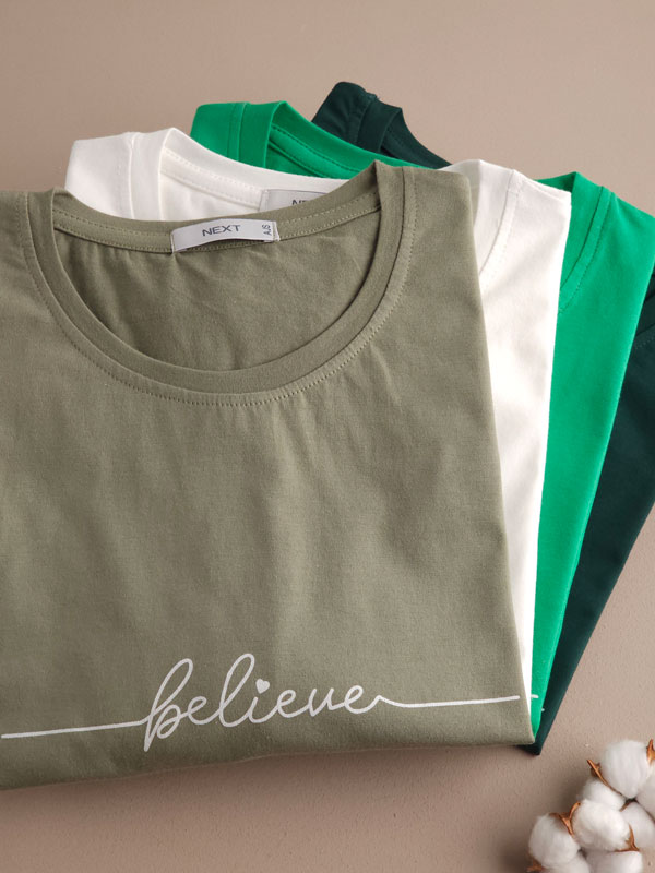 تیشرت باکسی نخ پنبه Believe (ایراددار)