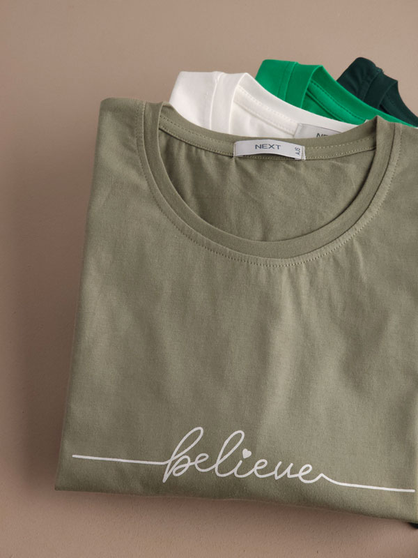 تیشرت باکسی نخ پنبه Believe (ایراددار)