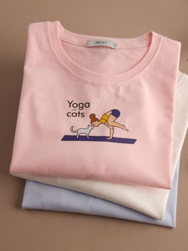 تیشرت نخ پنبه ‌‌Yoga with cats