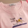 تیشرت نخ پنبه ‌‌Yoga with cats (ایراددار)