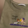 تیشرت نخ پنبه ‌‌Yoga with cats (ایراددار)