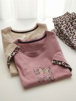 ست راحتی زنانه تیشرت و شلوارک Leopard