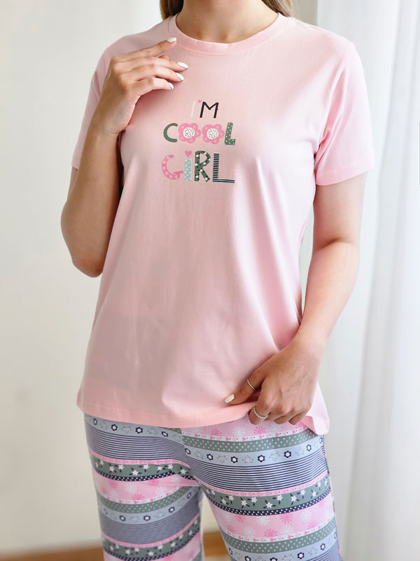 ست راحتی زنانه تیشرت و شلوار Cool girl
